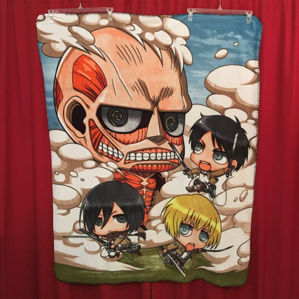 Attack on Titan Anime Chibi Fleece Throw Blanket / 60" x 50"